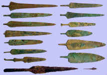 A variety of ancient spear and dagger blades from Pakistan